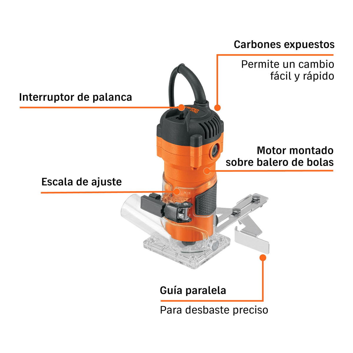 Router Compacto 600w, 3/4 Hp, Truper Pro 102379