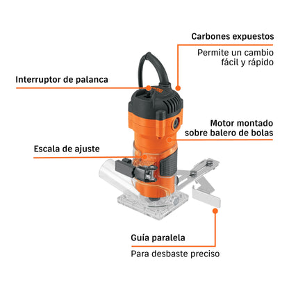 Router Compacto 600w, 3/4 Hp, Truper Pro 102379