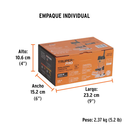 Router Compacto 600w, 3/4 Hp, Truper Pro 102379