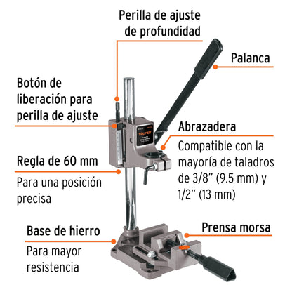 Soporte Vertical Para Taladro 3/8 A 1/2 Uso Profesional