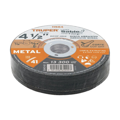 Pack 10 Discos De Corte 4-1/2" 1.2mm Truper