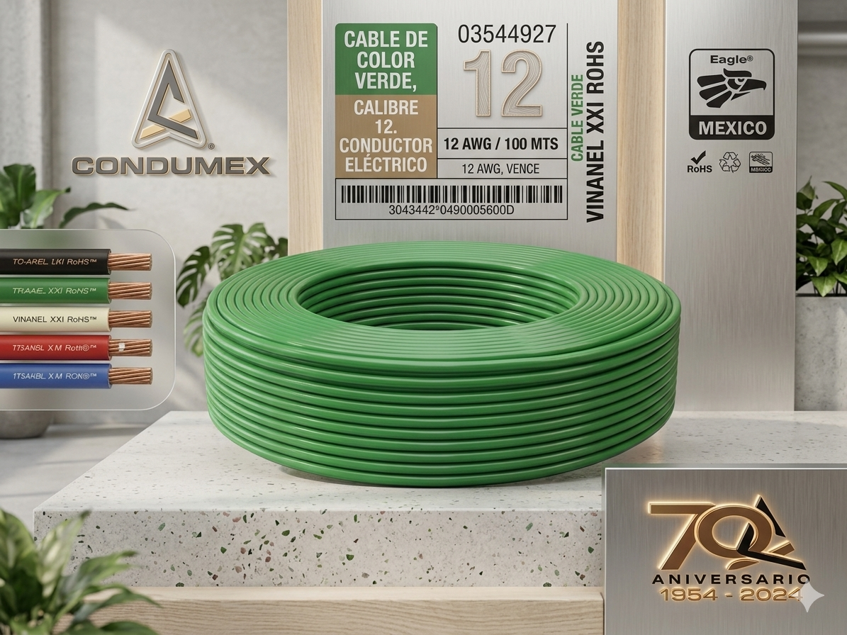 CABLE THW-LS CAL. 12 CONDUMEX VERDE