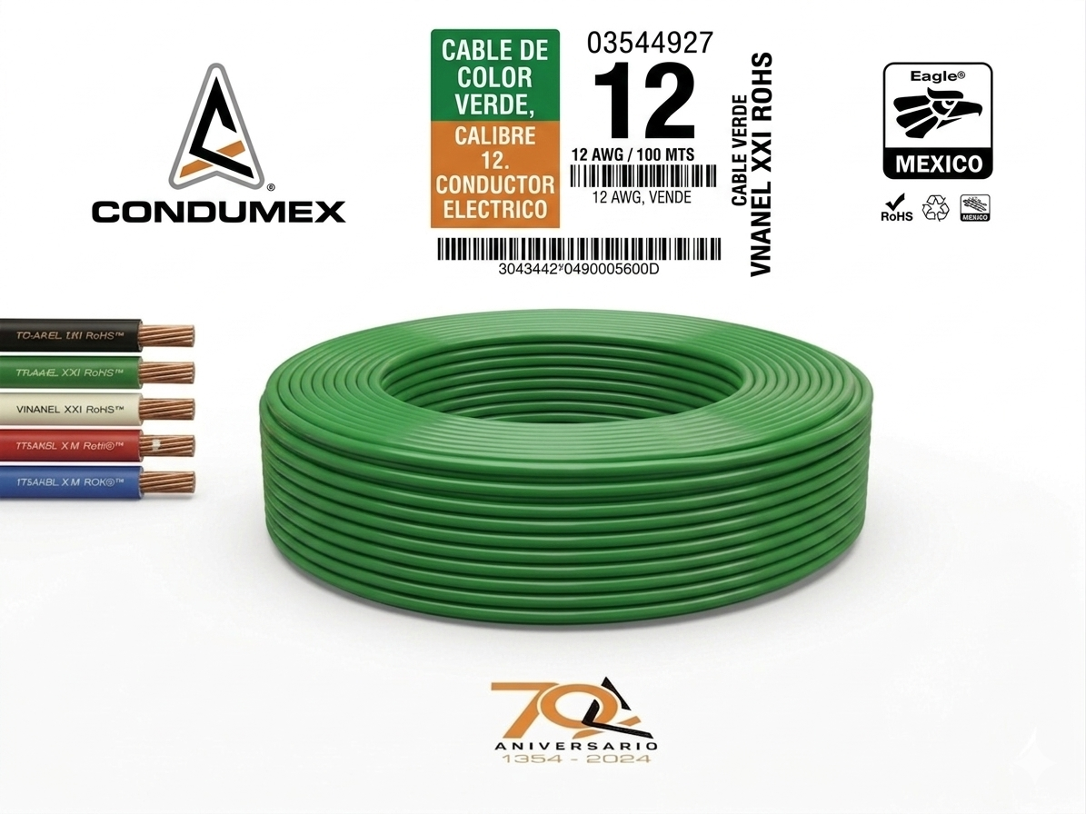 CABLE THW-LS CAL. 12 CONDUMEX VERDE