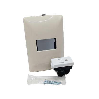 Pack 2 Placa Marfil 1 Módulo + Contacto Bticino 15A
