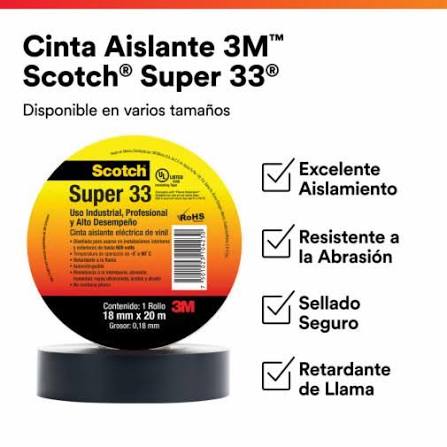 Pack 10 Cintas Aislantes Scotch Super 33+ Eléctricas
