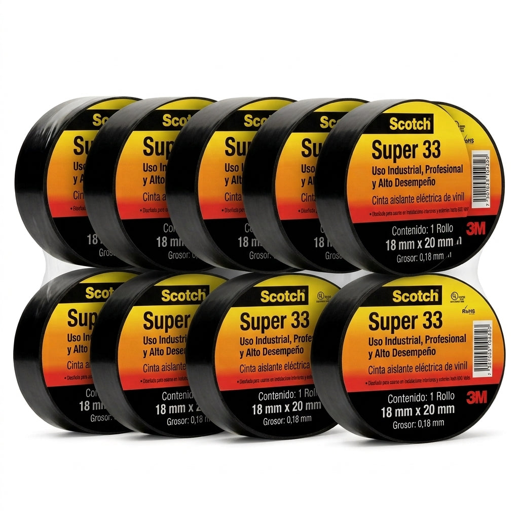Pack 10 Cintas Aislantes Scotch Super 33+ Eléctricas